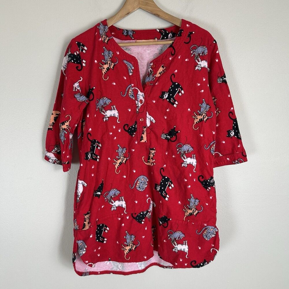 Size XL Cat Pajama Shirt Dress Nightgown Short Crazy Cat Lady Yarn
